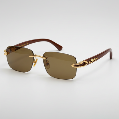 ASANO Luxury Wooden & Gold Rimless Glasses